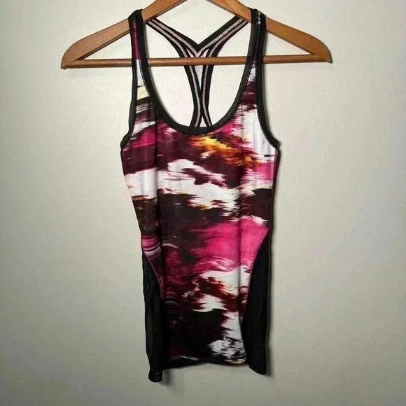 Lululemon pink and black  mesh racerback tank top 4 - Picture 3 of 4